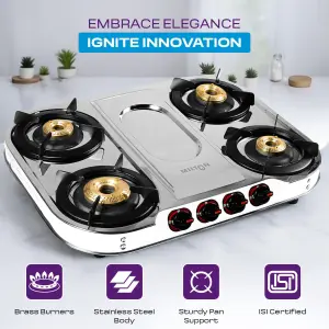 HeatMaster 4-Burner Gas Stove with Auto Ignition