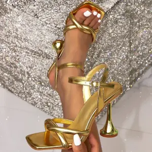 Golden Charm Sandals – Embellished Party Wear