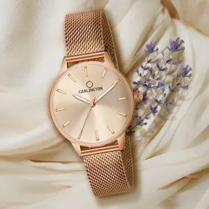Aurora Classic Rose-Gold Mesh Watch