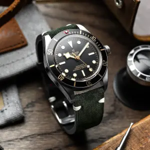 Veloura Midnight Black Leather Watch