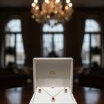 Neckless With Ear rings & Ring Red Stone