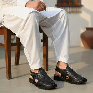 Comfort Peshawari Chappal – Black Premium Finish
