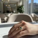 Neckless, Ring & Earrings with Green Stone