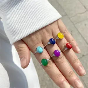 Colorful Stone Adjustable Ring