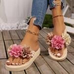 Soft Foam Ladies Sandals – Floral Beige