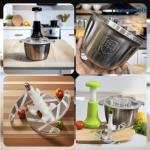 Push Chopper 2L Stainless Steel Body Vegetable, Fruit & Meat Cutter Heavy Duty 2 Liter Manual Kitchen Food Chopper with Steel Blades